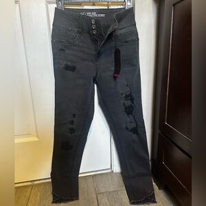 Black Ripped High-Rise Skinny Jeans